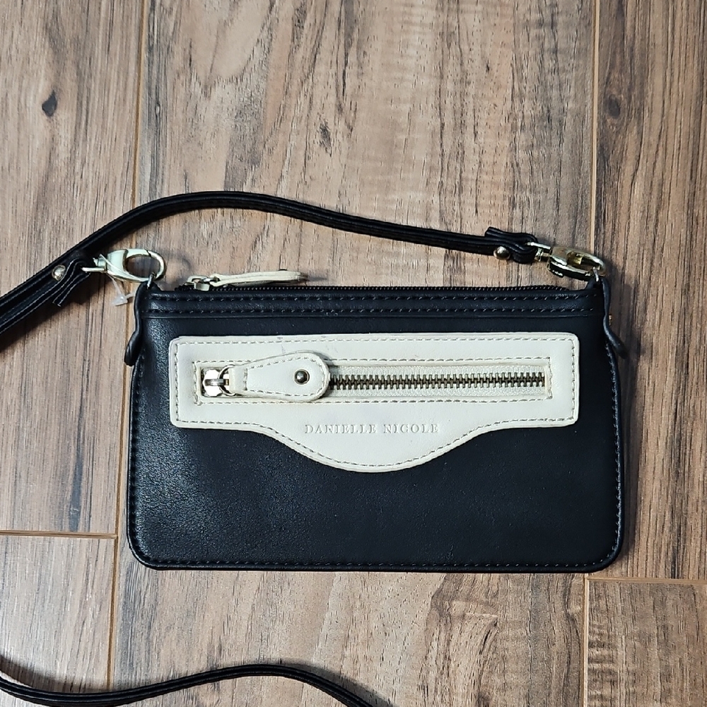 Danielle Nicole Women’s Mini Black and Cream Crossbody Bag Faux Leather
